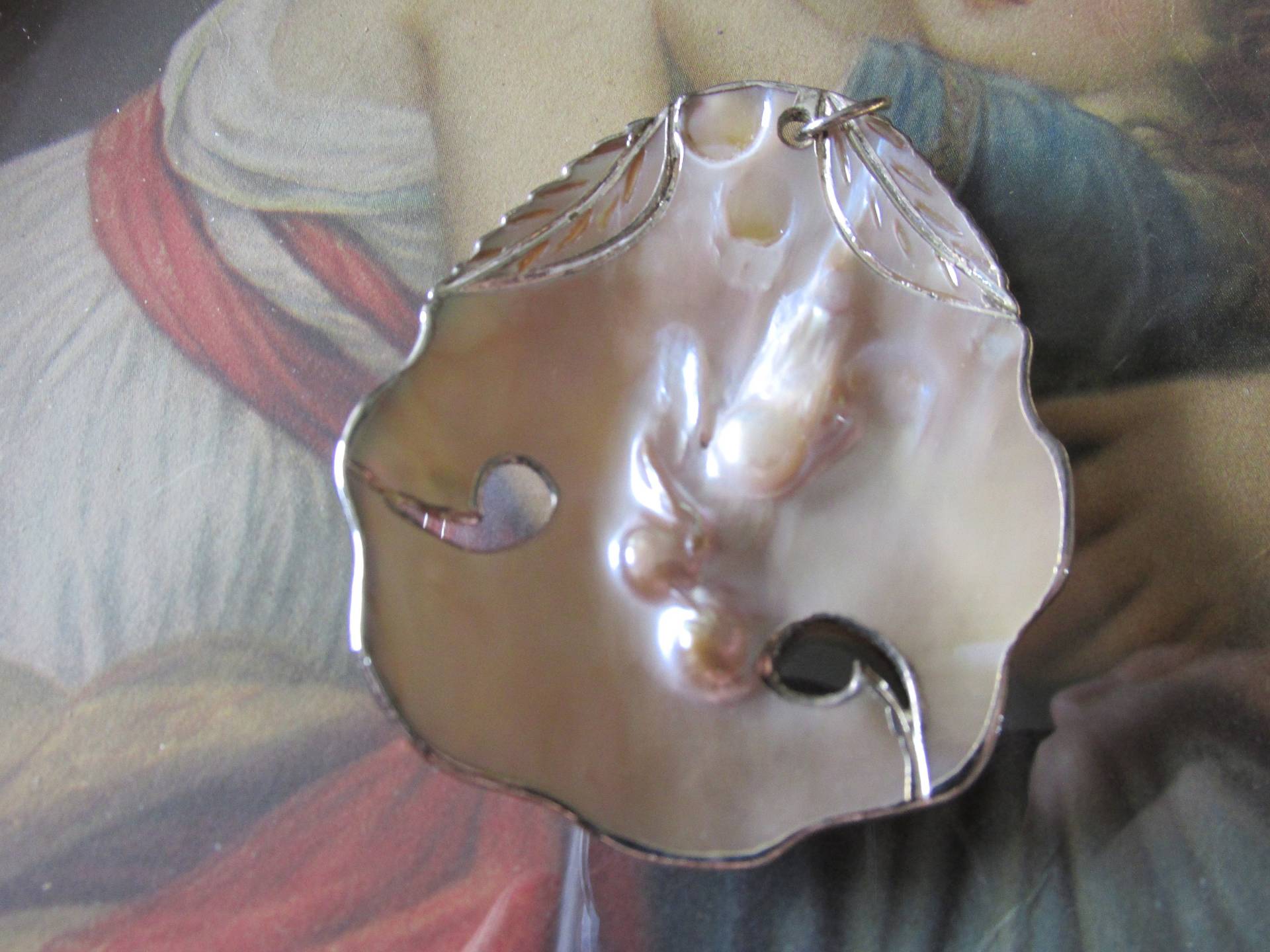 Antike Blister Perle Anhänger Sterling Akzent Maße 2 1/2 "H X 2" B Unsigniert Hand Made Sammler Geschenk Hochzeit Jahrestag Geburtstag Usw von GrammiesCupboard