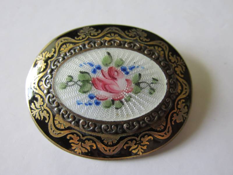 Jugendstil Guillouche Emaille Brosche Mit Blattvergoldung Doppelstern-sternzeichen Wunderbarer Zustand Sammlerstück Garderobe Accessoire von GrammiesCupboard