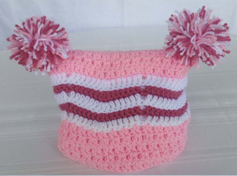 Gehäkelte Bommelmütze, Rosa Und Weiß Bommelmütze, Wintermütze, Rosa Baby Shower, Beanie Mütze, Gehäkelte Wintermütze, Mädchen Häkelmütze Gehäkelte Bommelmütze, Rosa Und Weiß Bommelmütze, Wintermütze, Rosa Baby Shower, Beanie Mütze, Gehäkelte Wintermütze, Mädchen Häkelmütze von GrammysCustomCrochet