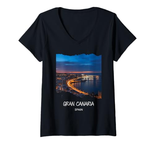 Damen Gran Canaria Spanien T-Shirt mit V-Ausschnitt Damen Gran Canaria Spanien T-Shirt mit V-Ausschnitt von Gran Canaria Design