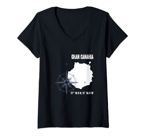 Damen Gran Canaria Atlantik Insel Koordinaten Karte Urlaub T-Shirt mit V-Ausschnitt Damen Gran Canaria Atlantik Insel Koordinaten Karte Urlaub T-Shirt mit V-Ausschnitt von Gran Canaria Karte Kompass Urlaub Wochenende