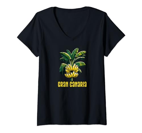 Damen Gran Canaria Bananenpflanze, tropischer Obstbaum, Bananenspaß T-Shirt mit V-Ausschnitt Damen Gran Canaria Bananenpflanze, tropischer Obstbaum, Bananenspaß T-Shirt mit V-Ausschnitt von Gran Canaria Travel Banana Plant Designs