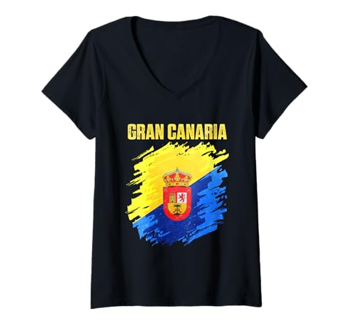 Damen Emblem von Gran Canaria T-Shirt mit V-Ausschnitt Damen Emblem von Gran Canaria T-Shirt mit V-Ausschnitt von Gran Design
