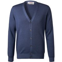 Gran Sasso Herren Cardigan blau Merinowolle unifarben von Gran Sasso