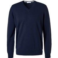 Gran Sasso Herren V-Pullover blau unifarben von Gran Sasso