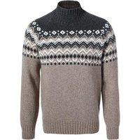 Gran Sasso Herren Stehkragenpullover braun Schurwolle Norweger von Gran Sasso