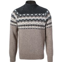 Gran Sasso Herren Stehkragenpullover braun Schurwolle Norweger von Gran Sasso