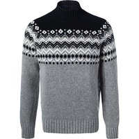 Gran Sasso Herren Stehkragenpullover grau Schurwolle Norweger von Gran Sasso