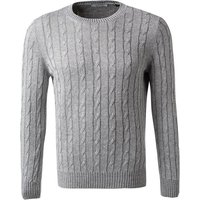 Gran Sasso Herren Pullover grau Baumwolle-Leinen unifarben von Gran Sasso