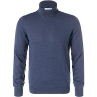 Gran Sasso Herren Rollkragenpullover blau Merinowolle unifarben von Gran Sasso