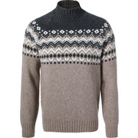 Gran Sasso Herren Stehkragenpullover braun Schurwolle Norweger von Gran Sasso