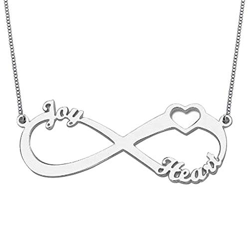 925 Sterling Silber Paar Infinity Namenskette mit personalisierter Gravur mit 2 beliebigen Namen - BFF Infinity Namenskette in Rose Gold Plating für Freundschaftsliebe von Grancey