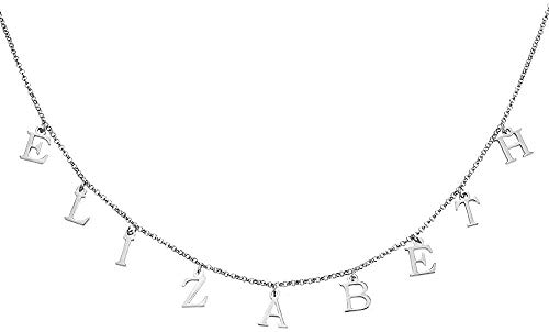 Grancey 26 Buchstaben Alphabet Namenskette A bis Z Personalisierte Name Choker Halskette mit Initialen 925 Sterling Silver/Rose Gold/Vergoldet (Silber, 14) von Grancey