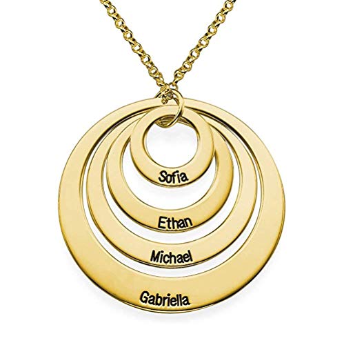 Grancey 4 Kreis Halskette personalisierte russische Ring Halskette-925 Sterling Silber 4 Namenskette personalisiert für Frauen Mädchen Freundin Ihr von Grancey