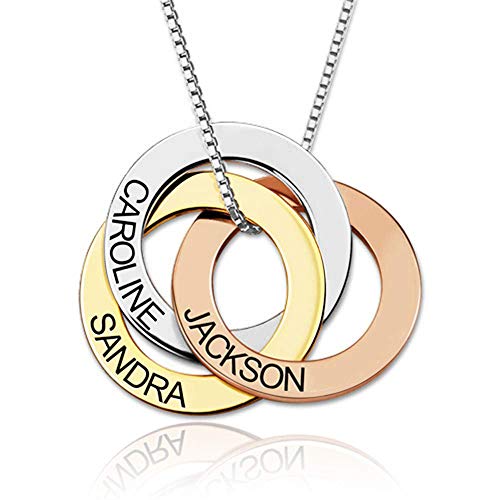 Grancey Custom 3 Kreis Mütter Tag Russische Ring Name Halskette personalisiert? Mit Gravur Gold-Disc-Halskette von Grancey