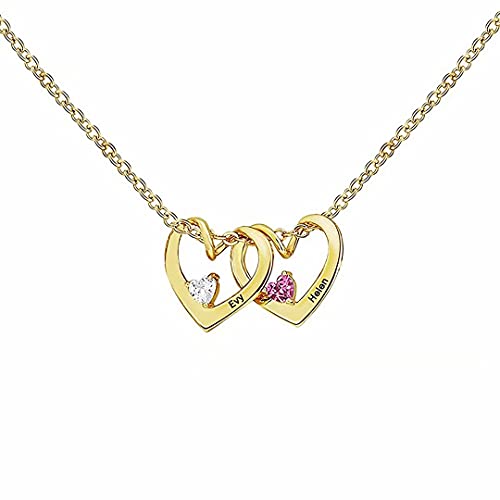 Grancey Herz Familienname Halskette mit 1 bis 5 Geburtsstein Personalisiert Kette mit Gravur kindernamen Mütter Namenskette für Oma Mama Damen Weihnachten Muttertagsgeschenk Silber Rose Gold von Grancey