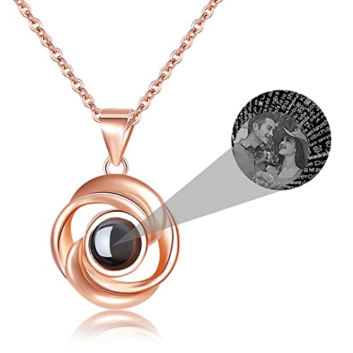 Ich Liebe Dich Halskette 100 Sprachen Personalisiertes Foto Herz Projektion Halskette Erinnerung an die Liebe in 925 Sterling Silber Rose Gold für Liebhaber Mutter von Grancey