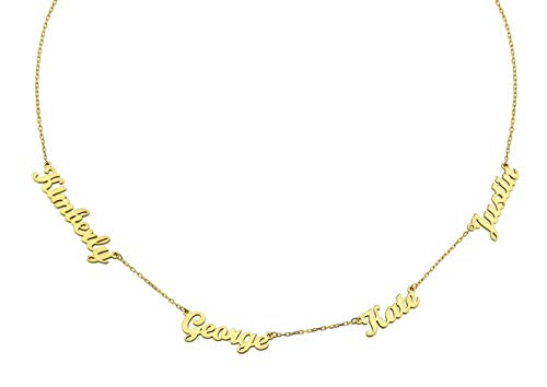 Namenskette Choker Kette mit Gravur 2/3/4 kinder Namen Familiennamen Anhänger Personalisiert Mutter Halskette für Mama Oma Damen 925 Sterling Silber Gold Rosegold von Grancey