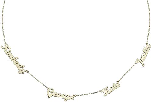 Namenskette Choker Kette mit Gravur 2/3/4 kinder Namen Familiennamen Anhänger Personalisiert Mutter Halskette für Mama Oma Damen 925 Sterling Silber Gold Rosegold (Silber, 40.00) von Grancey