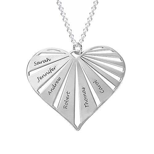 Personalisierte Herzkette Gravur mit 1 bis 8 Kindername 925 Sterling Silber Mütter Namenskette Familienkette mit Wunschnamen für Oma, Custom mit 1/2/3/4/5/6/7/8 Namen von Grancey