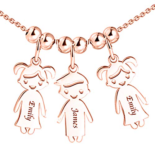 Personalisierte Namenskette für Mütter Gravur 1 bis 5 Kinder Namen—Mutter Name Halskette Boy und Girl Charms für Muttertag 925er Sterling Silber von Grancey