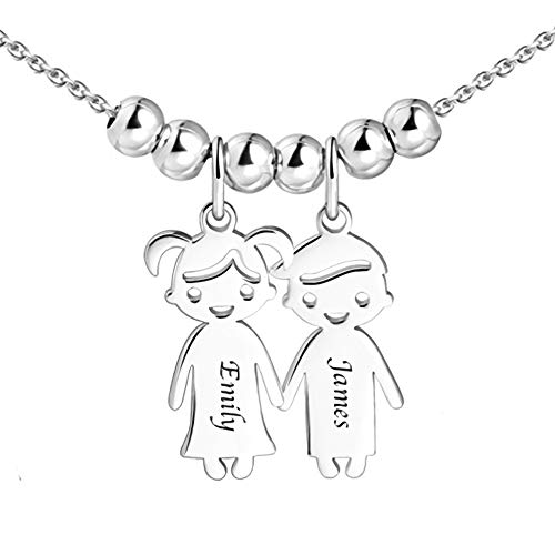 Personalisierte Namenskette für Mütter Gravur 1 bis 5 Kinder Namen—Mutter Name Halskette Boy und Girl Charms für Muttertag 925er Sterling Silber von Grancey