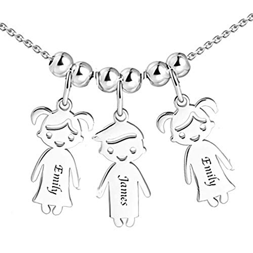 Personalisierte Namenskette für Mütter Gravur 1 bis 5 Kinder Namen—Mutter Name Halskette Boy und Girl Charms für Muttertag 925er Sterling Silber von Grancey