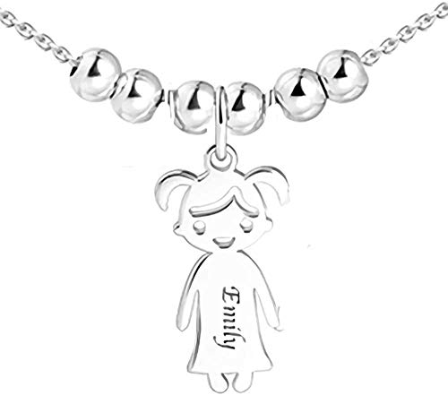 Personalisierte Namenskette für Mütter Gravur 1 bis 5 Kinder Namen—Mutter Name Halskette Boy und Girl Charms für Muttertag 925er Sterling Silber von Grancey