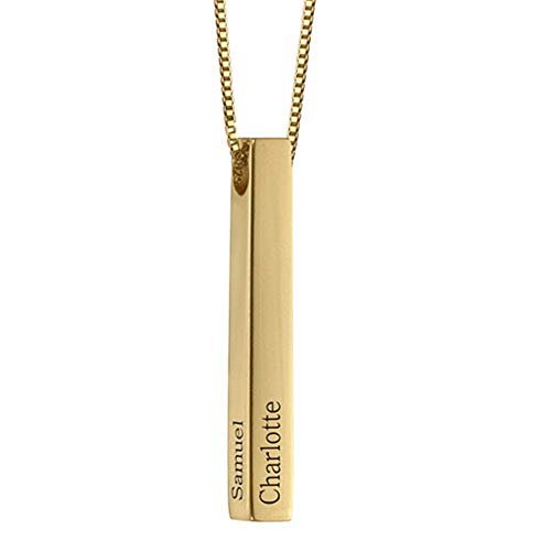 Personalisierte benutzerdefinierte Engravable Name Gold vertikale Bar Halskette für Frauen w/Geschenkbox von Grancey