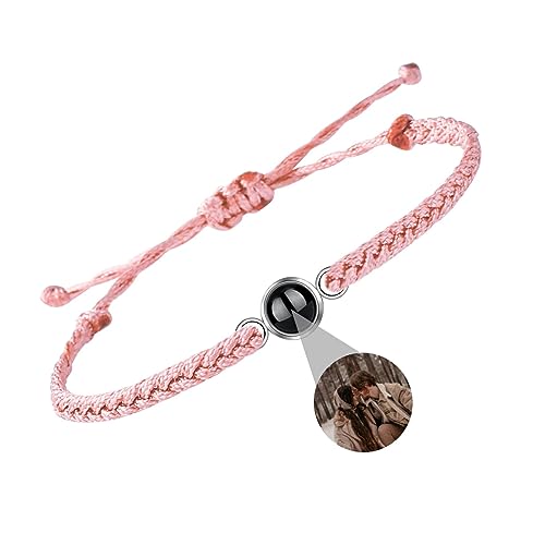 Personalisiertes Foto Projektions Armband Ich liebe dich Armband 100 Sprachen für Frauen Männer Projektion Bild-Kreis-Charme Denkmal der Liebe Muttertagsgeschenke Verstellbarer Saitenknoten von Grancey