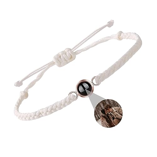 Personalisiertes Foto Projektions Armband Ich liebe dich Armband 100 Sprachen für Frauen Männer Projektion Bild-Kreis-Charme Denkmal der Liebe Muttertagsgeschenke Verstellbarer Saitenknoten von Grancey