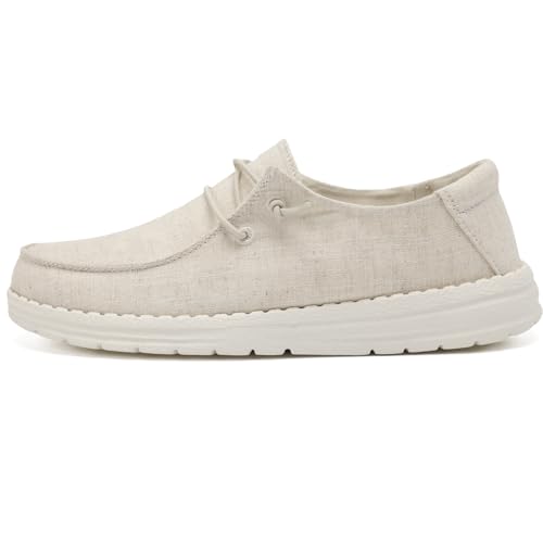 Grand Attack Lässige Damen-Schlupfschuhe, leichte Halbschuhe mit atmungsaktivem Leinen und weicher Sohle, für Spaziergänge, Fahren, Beige, 41 EU von Grand Attack