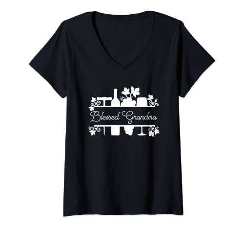 Damen Grand Ma Blessed Grandma Muttertag T-Shirt mit V-Ausschnitt Damen Grand Ma Blessed Grandma Muttertag T-Shirt mit V-Ausschnitt von Grand Ma Apparel for Grandma