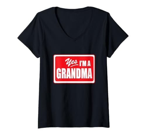 Damen Lustiges erstes Mal Oma Großmutter Großeltern Baby T-Shirt mit V-Ausschnitt Damen Lustiges erstes Mal Oma Großmutter Großeltern Baby T-Shirt mit V-Ausschnitt von Grand Parents Specialties