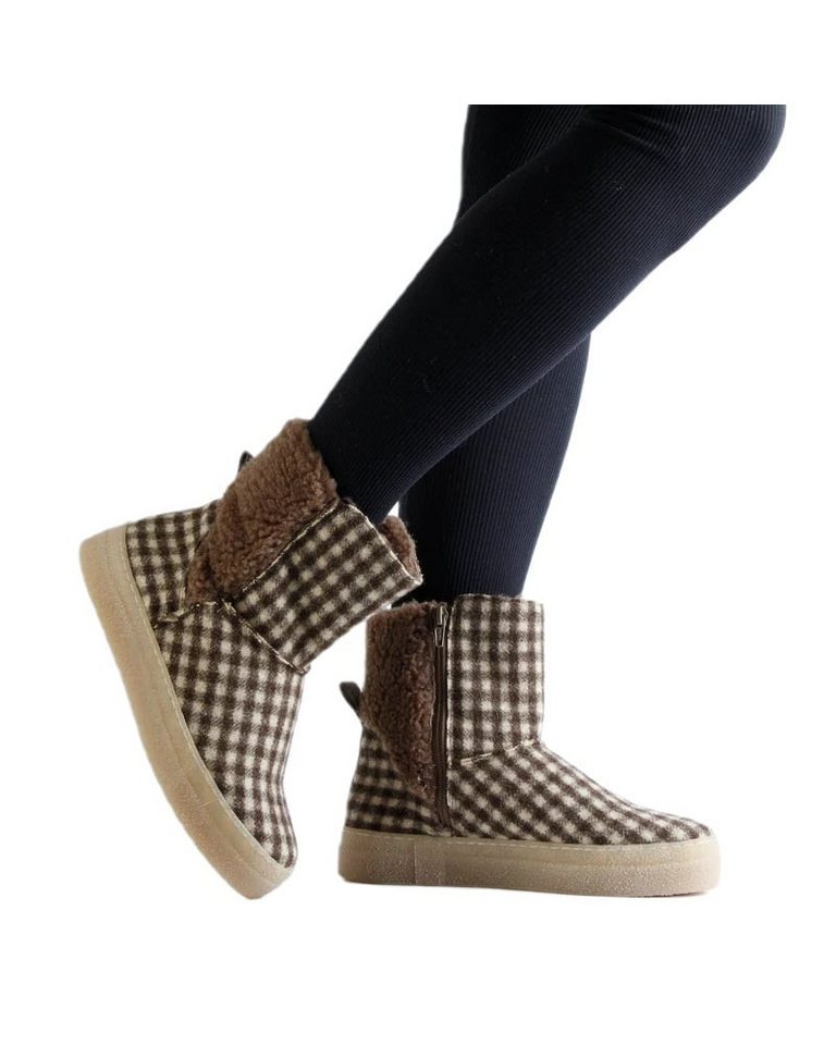 Grand Step Shoes Nicki Wool Bootie (gefüttert, bequem) - braun/grau Damen Winterstiefel von Grand Step Shoes