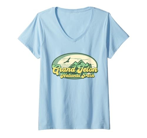 Damen Grand-Teton-Nationalpark T-Shirt mit V-Ausschnitt Damen Grand-Teton-Nationalpark T-Shirt mit V-Ausschnitt von Grand Teton National Park Wyoming USA Outdoor