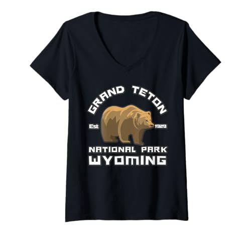 Damen Grand-Teton-Nationalpark T-Shirt mit V-Ausschnitt Damen Grand-Teton-Nationalpark T-Shirt mit V-Ausschnitt von Grand Teton National Park Wyoming USA Outdoor