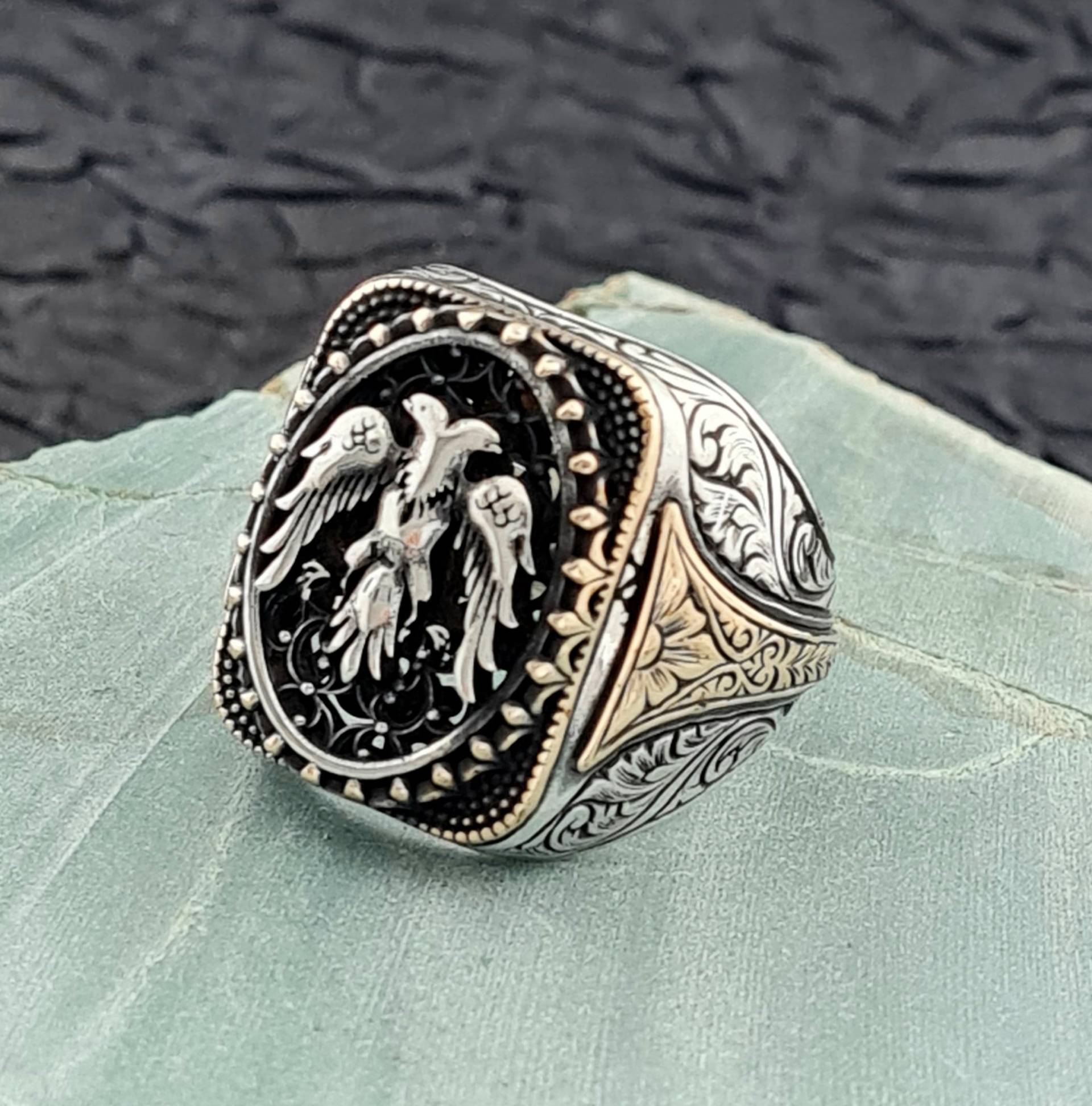 Adler Handgefertigter Siegelring, 925 Sterling Silber Herrenring, Ringe Für Männer, Geschenk Ihn, Herrenring von GrandBazaarJewels