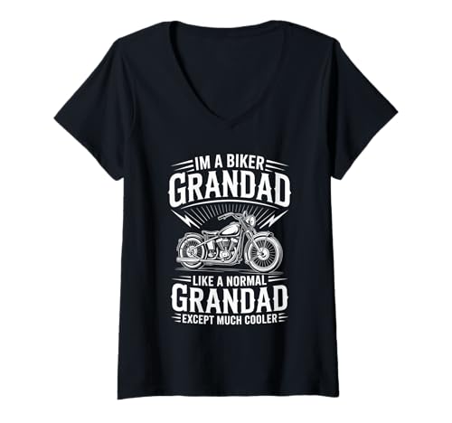 Damen I'm A Biker Grandad Motorrad Lustiges Bike Motocross T-Shirt mit V-Ausschnitt Damen I'm A Biker Grandad Motorrad Lustiges Bike Motocross T-Shirt mit V-Ausschnitt von Grandad Motorcycle Design Apparel