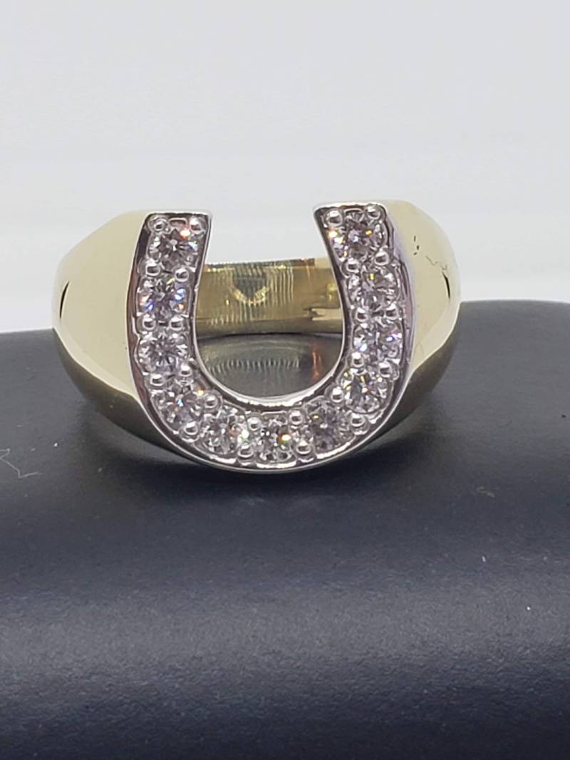 14K Gelbgold Diamant Hufeisen Ring 14K Gelbgold Diamant Hufeisen Ring von GrandaddysJewelry