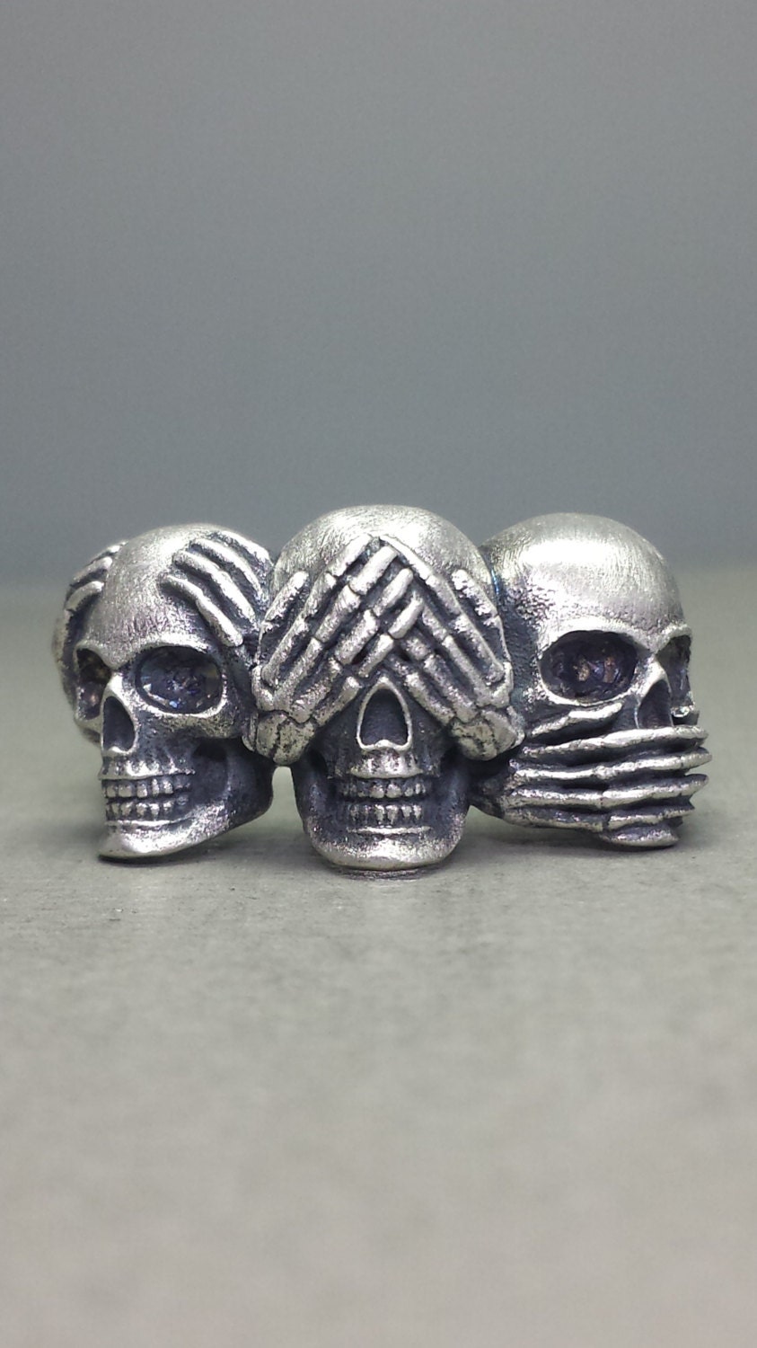 Hören Sie Kein Böses, Sehen Sprechen Böses Sterling Silber Schädel Ring Hören Sie Kein Böses, Sehen Sprechen Böses Sterling Silber Schädel Ring von GrandaddysJewelry