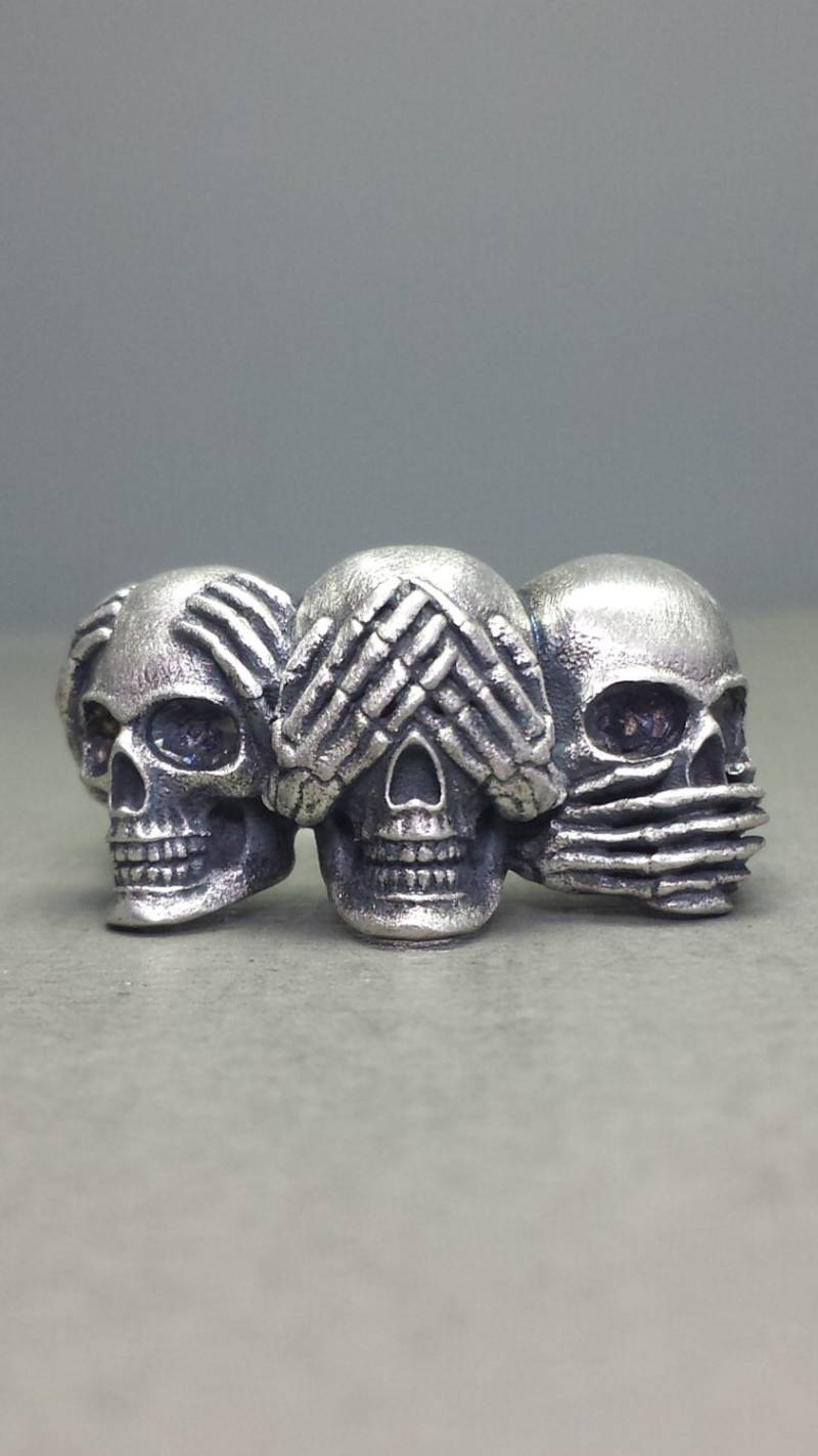 Hören Sie Kein Böses, Sehen Sprechen Böses Sterling Silber Schädel Ring Hören Sie Kein Böses, Sehen Sprechen Böses Sterling Silber Schädel Ring von GrandaddysJewelry