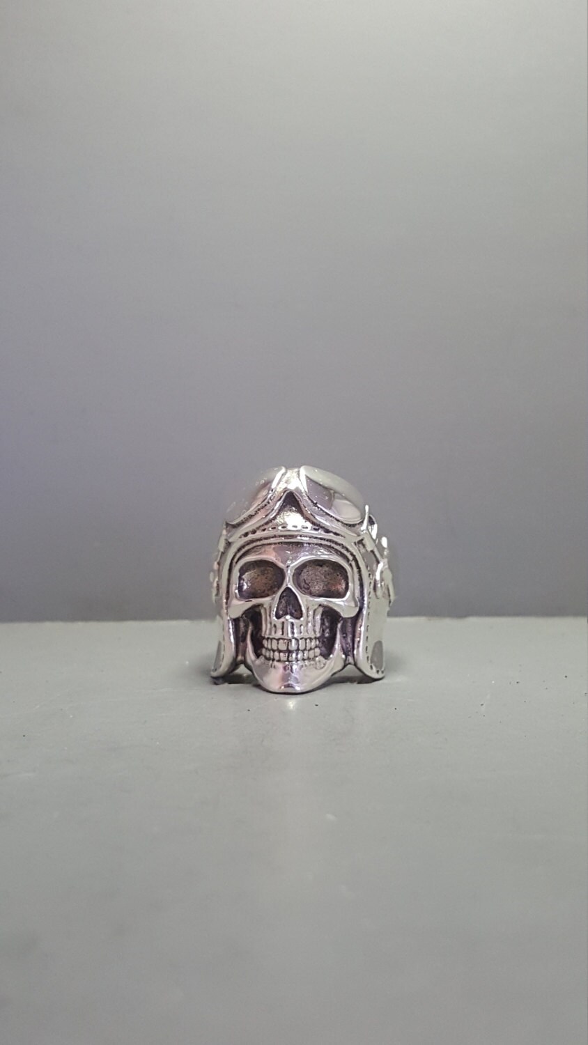 sterling Silber Aviator Schädel Ring sterling Silber Aviator Schädel Ring von GrandaddysJewelry