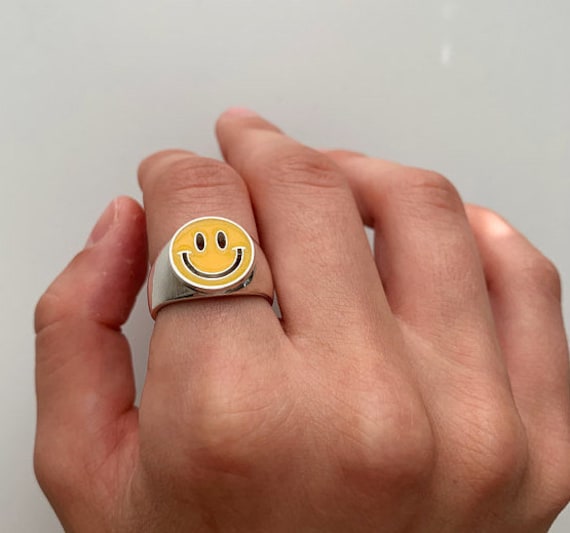 sterling Silber Have A Nice Day Smiley Gesicht Ring sterling Silber Have A Nice Day Smiley Gesicht Ring von GrandaddysJewelry