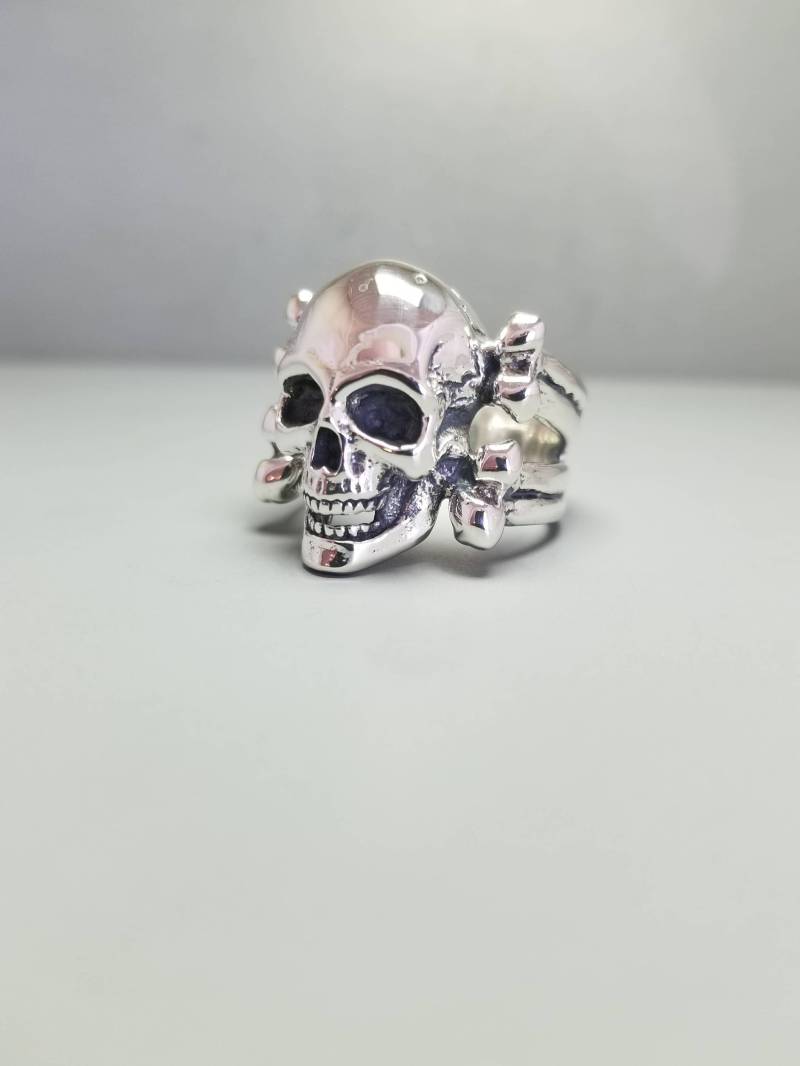 sterling Silber Schädel Und Knochen Ring sterling Silber Schädel Und Knochen Ring von GrandaddysJewelry