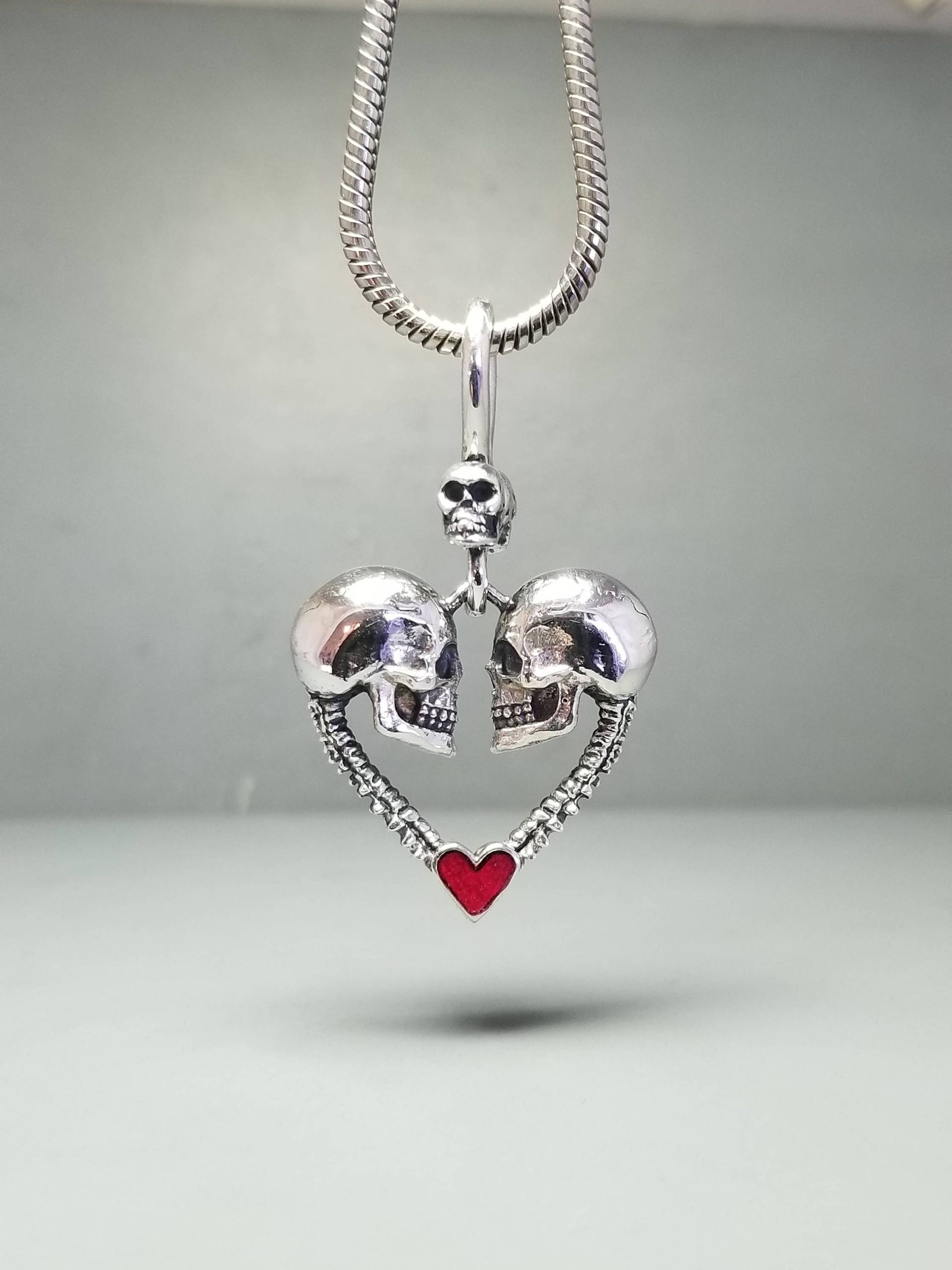 sterling Silber Totenkopf Herz Anhänger sterling Silber Totenkopf Herz Anhänger von GrandaddysJewelry