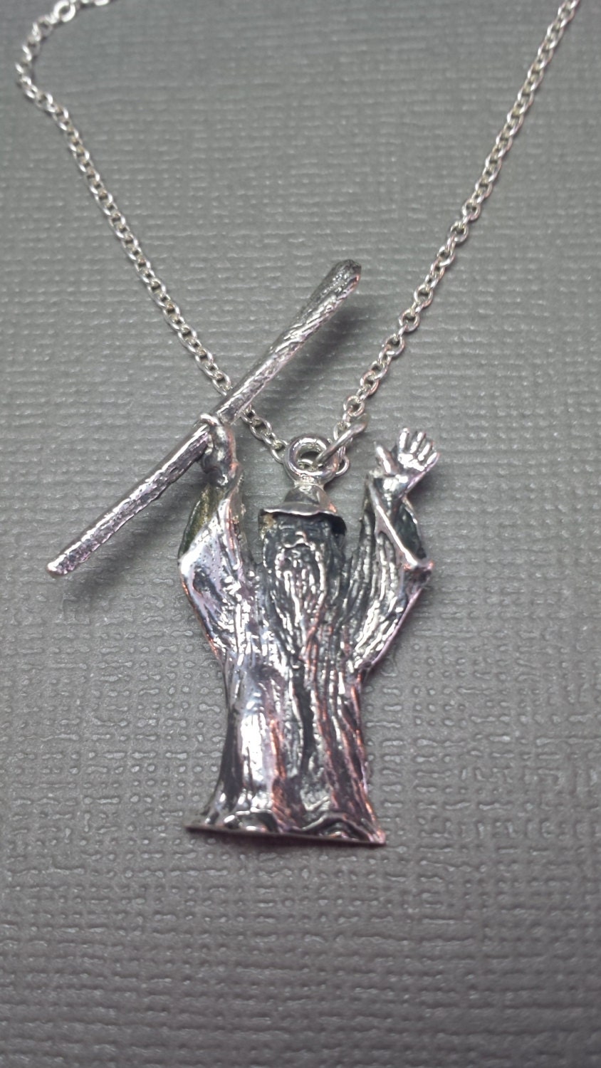 sterling Silber Zauberer Anhänger Mit Langlebiger Kabelkette sterling Silber Zauberer Anhänger Mit Langlebiger Kabelkette von GrandaddysJewelry