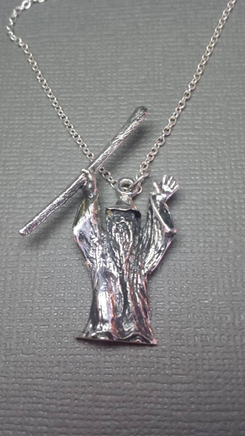 sterling Silber Zauberer Anhänger Mit Langlebiger Kabelkette sterling Silber Zauberer Anhänger Mit Langlebiger Kabelkette von GrandaddysJewelry