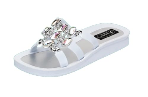 Grandco Damen Curve Slide Sandale, Weiss/opulenter Garten, 39.5 EU von Grandco