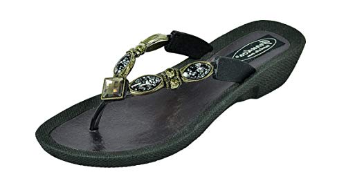 Grandco Damen Perlen Sandalen Royal V String Jeweled Slip-on Flip Flops, Schwarz (schwarz), 40.5 EU von Grandco